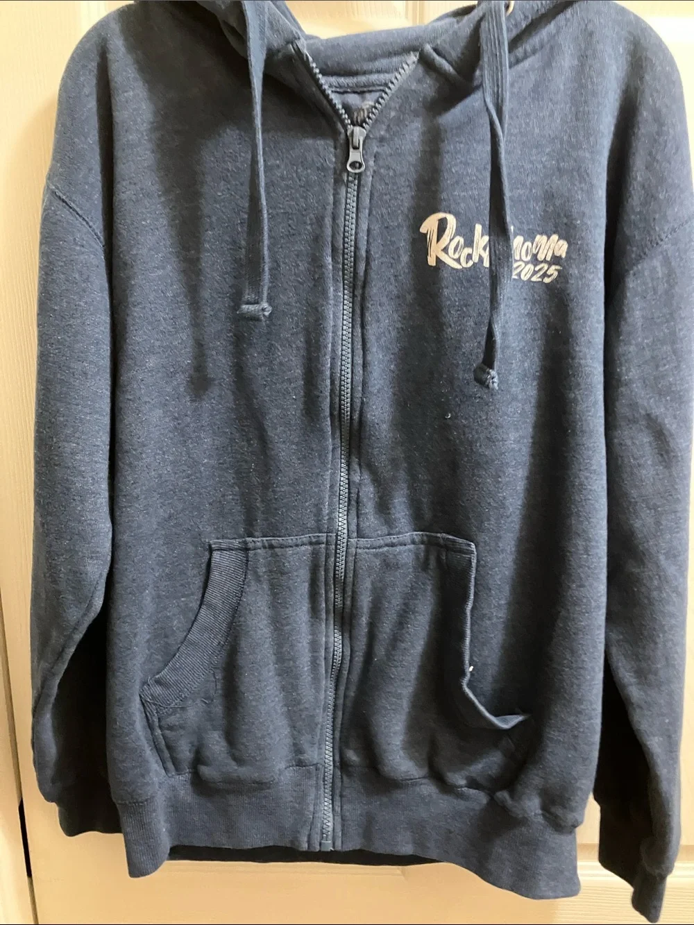 Black Rocklahoma Graphic Hooded Sweatshirt with Red Back Artwork